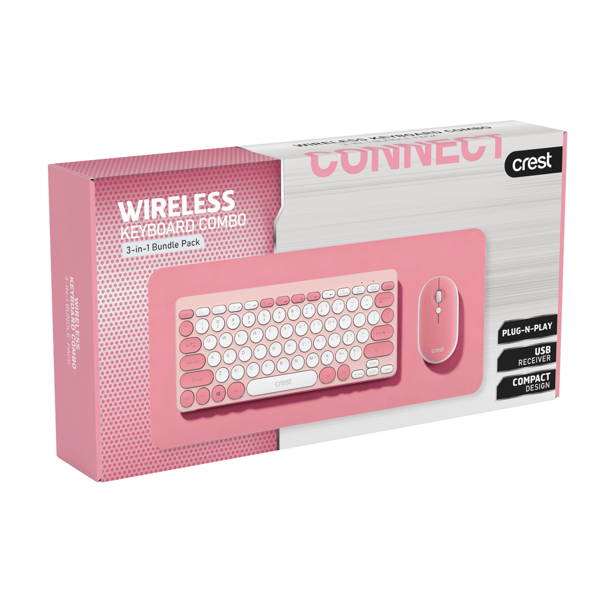 3 in 1 Wireless Keyboard Combo Pink