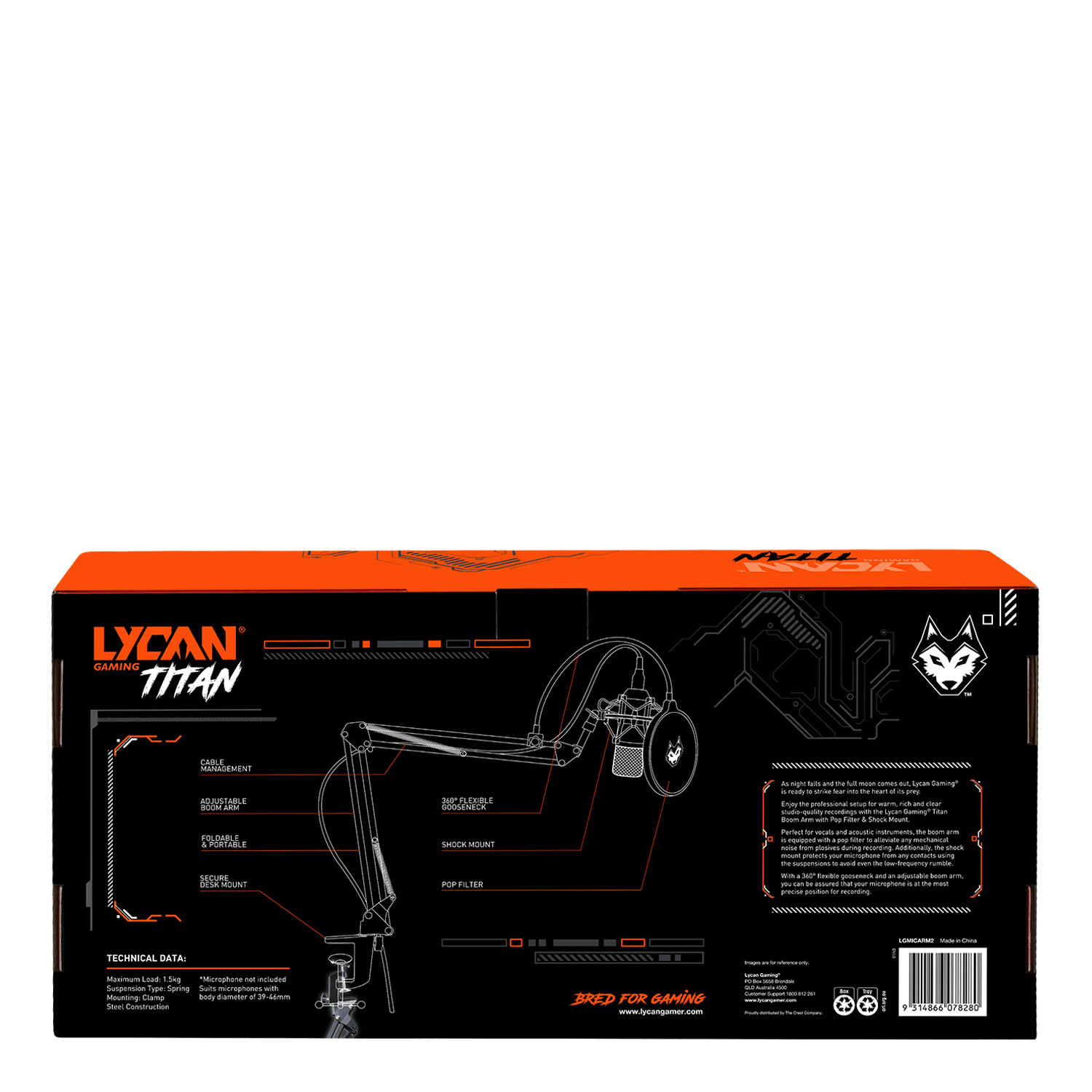 Titan Microphone Boom Arm with Pop Filter and Shock Mount
