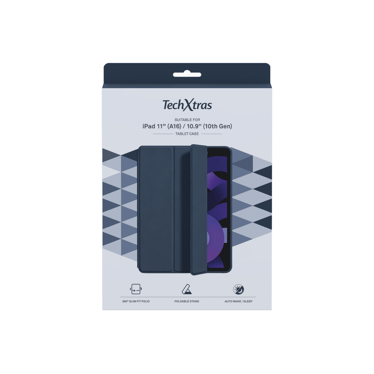 TechXtras Tablet Folio Case iPad 11" A16/10.9" 10th Gen - Navy