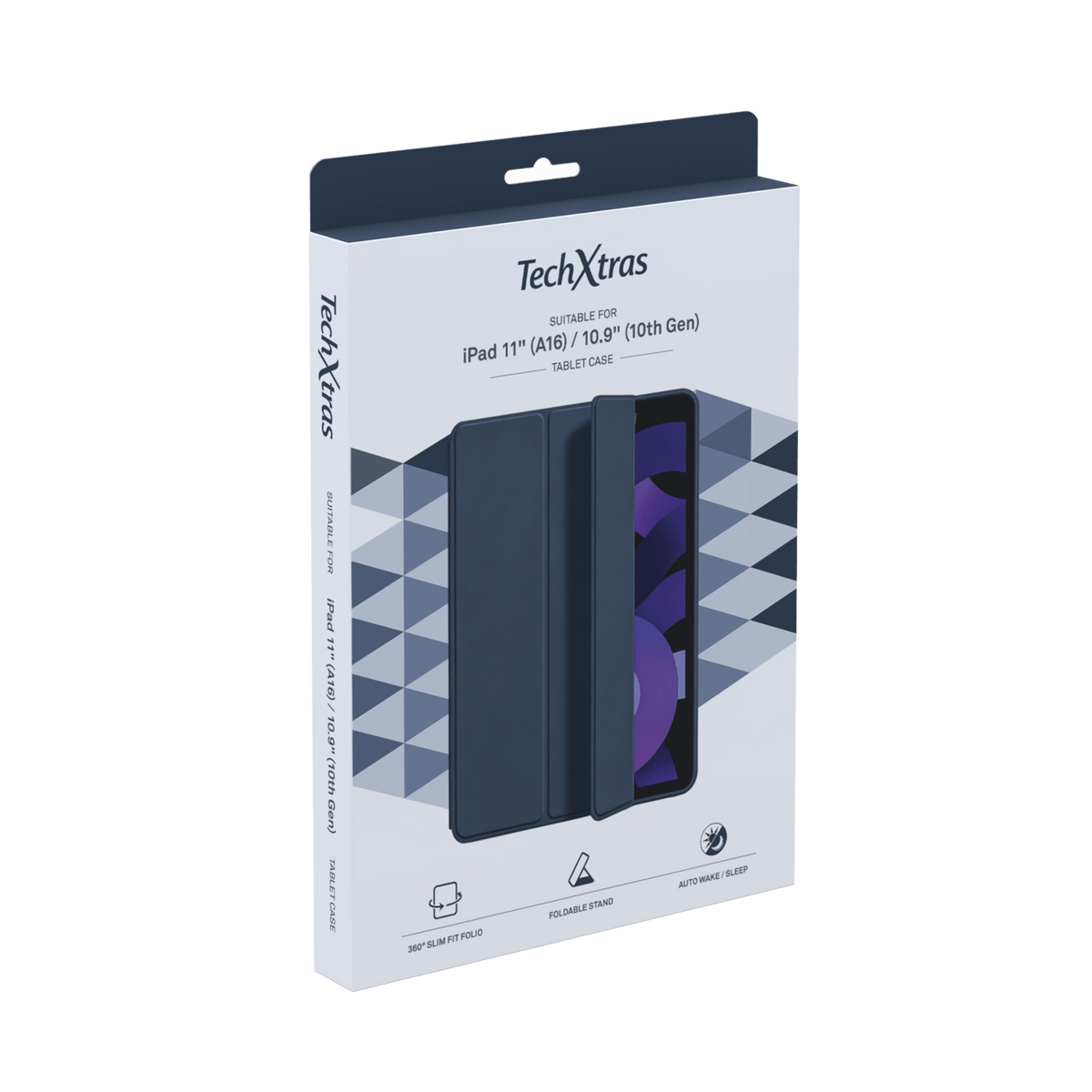TechXtras Tablet Folio Case iPad 11" A16/10.9" 10th Gen - Navy