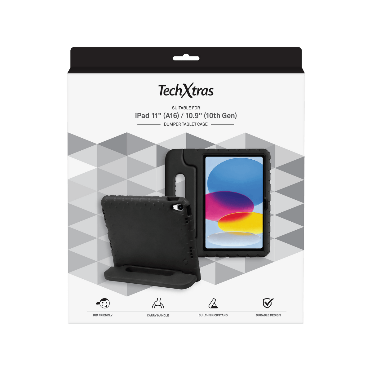 TechXtras Portable Bumper Tablet Case iPad 11" A16/10.9" 10th Gen - Black