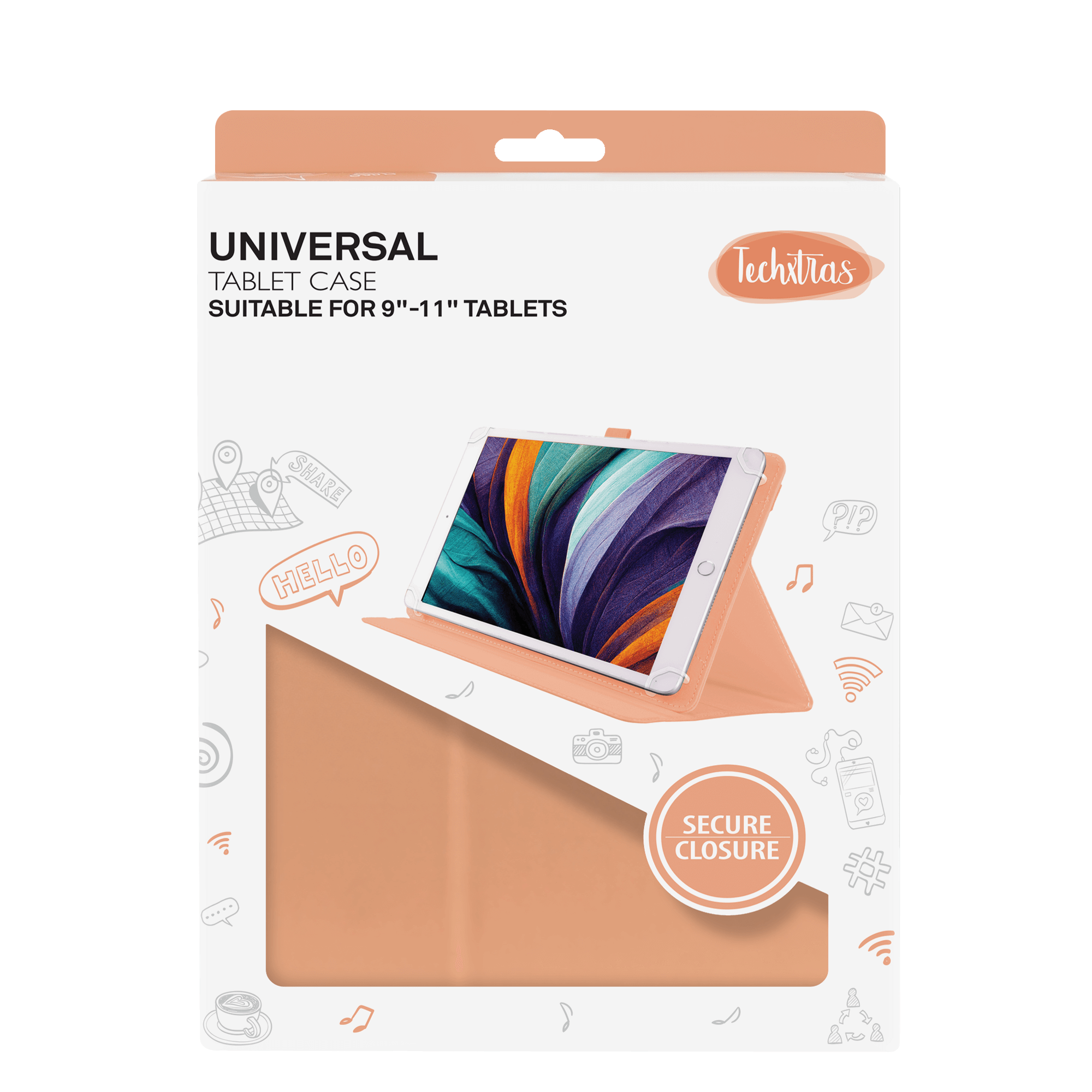 TechXtras Universal Tablet Case iPad 9" to 11'' - Peach