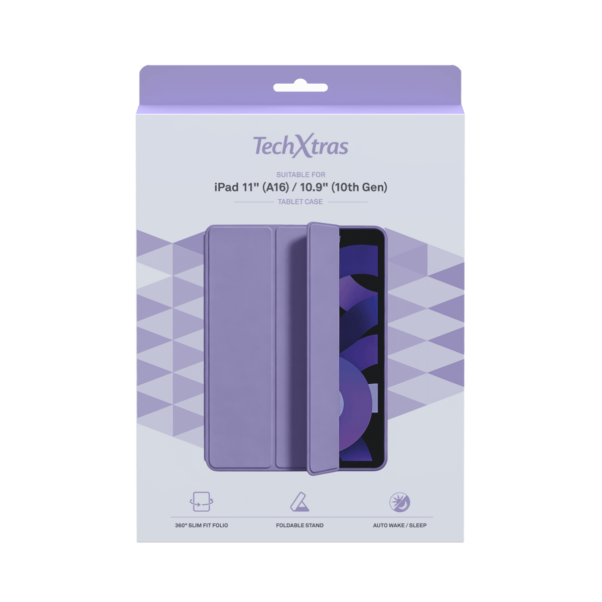 TechXtras Tablet Case Folio iPad 11" A16/10.9" 10th Gen - Lavender