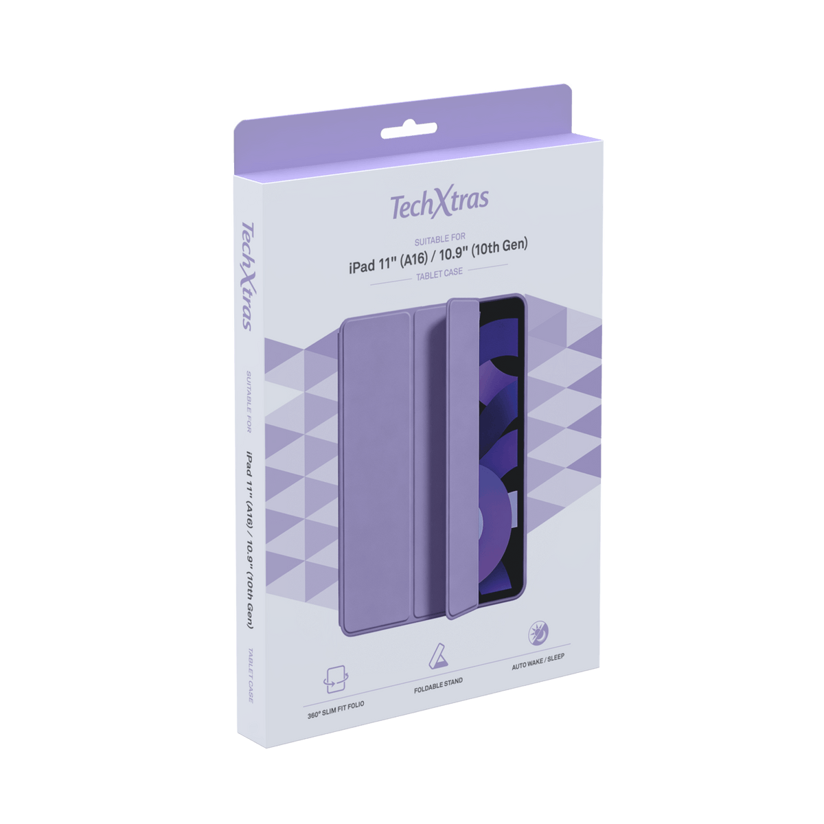 TechXtras Tablet Case Folio iPad 11" A16/10.9" 10th Gen - Lavender