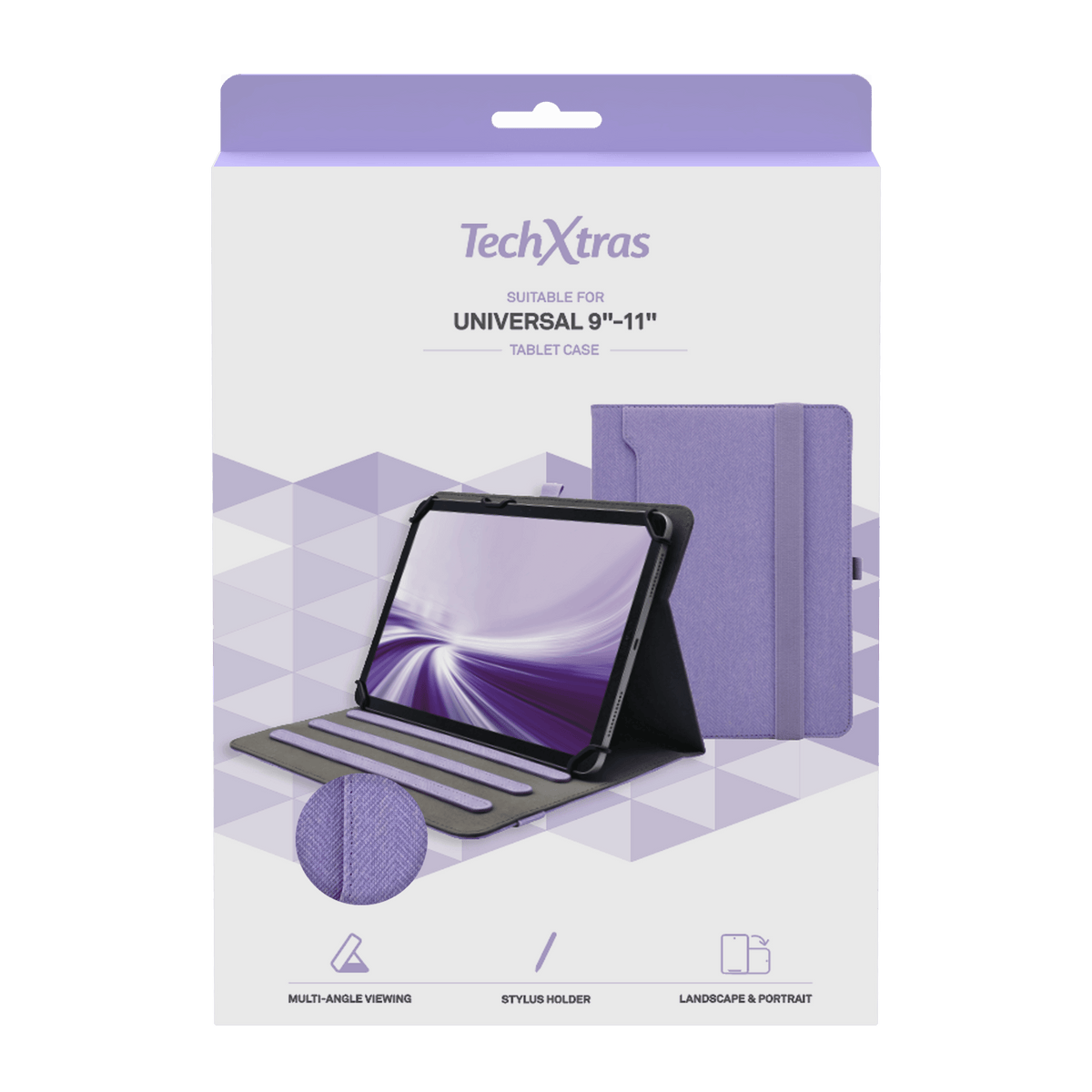 TechXtras Universal Tablet Case 9"-11" Fabric - Lavender