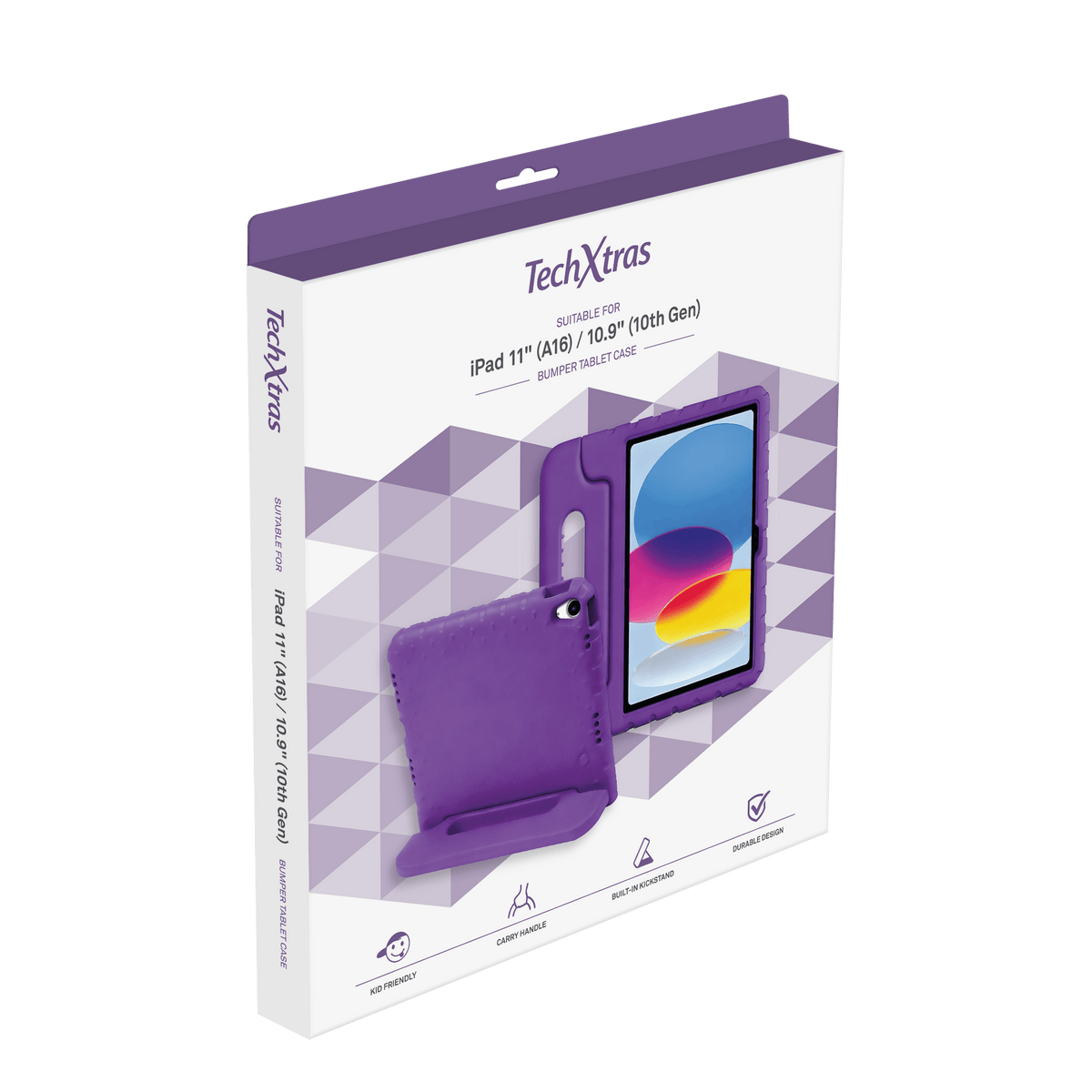 TechXtras Portable Bumper Tablet Case iPad 11" A16/10.9" 10th Gen - Purple