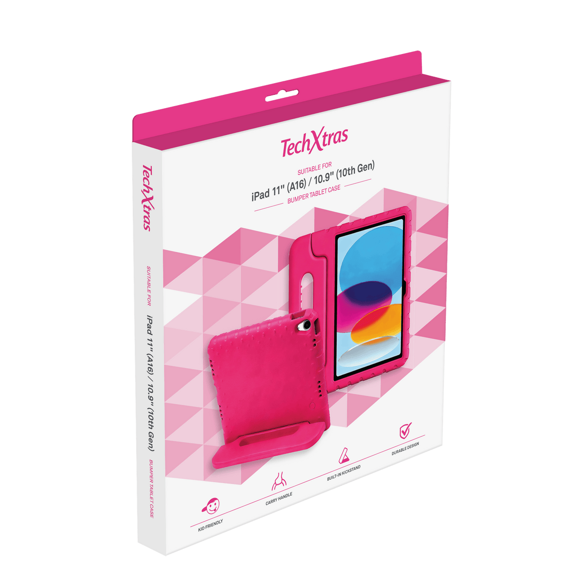 TechXtras Portable Bumper Tablet Case iPad 11" A16/10.9" 10th Gen - Pink