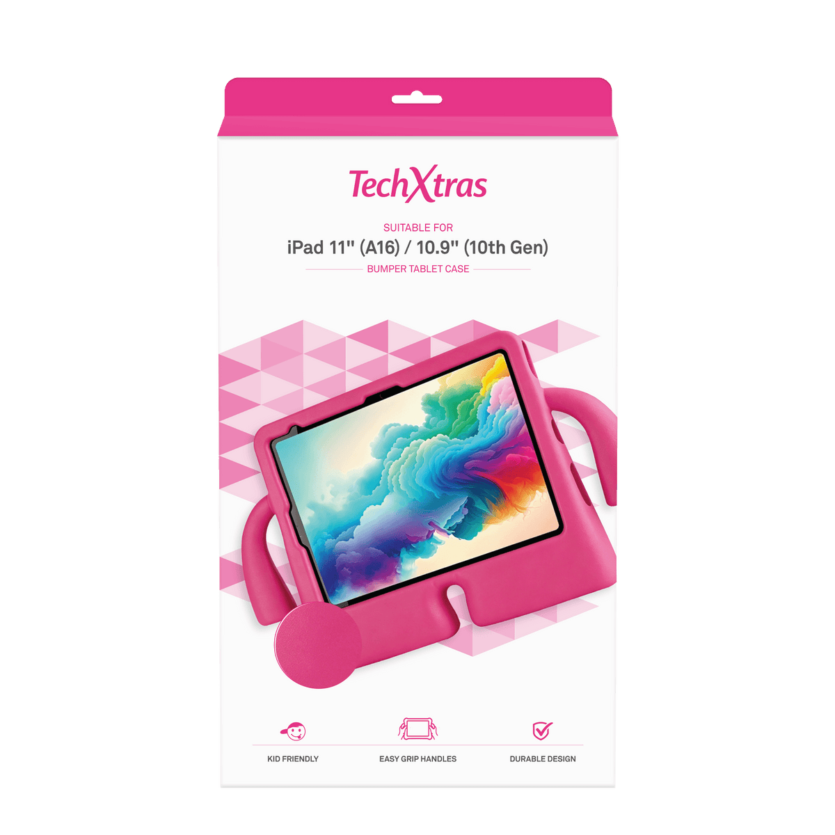 Techxtras Bumper Tablet Case with Handles iPad 11" A16/10.9" 10th Gen - Pink