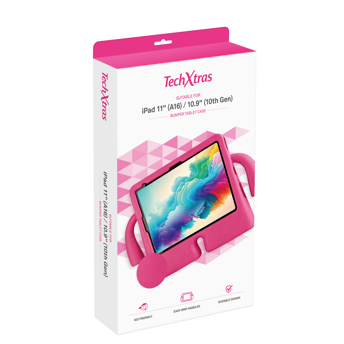 Techxtras Bumper Tablet Case with Handles iPad 11" A16/10.9" 10th Gen - Pink