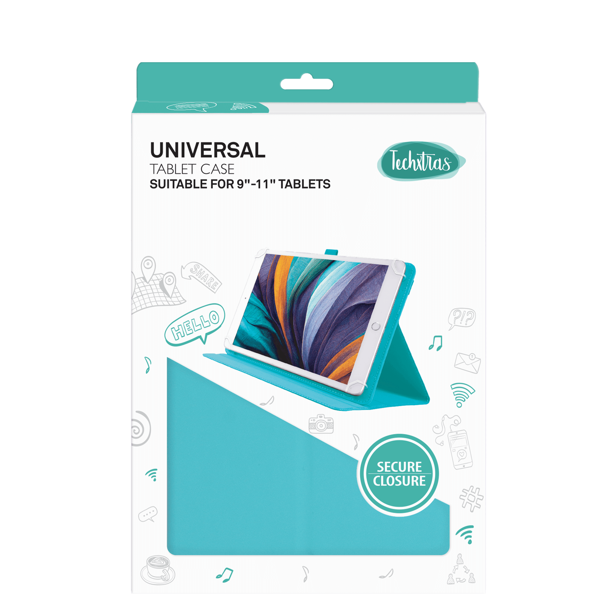 TechXtras Universal Tablet Case iPad 9" to 11'' - Turquoise