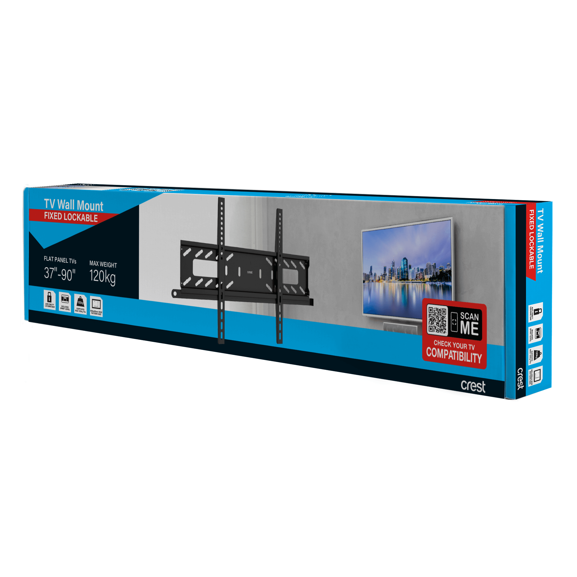 Lockable Fixed TV Wall Mount - 37" - 90"