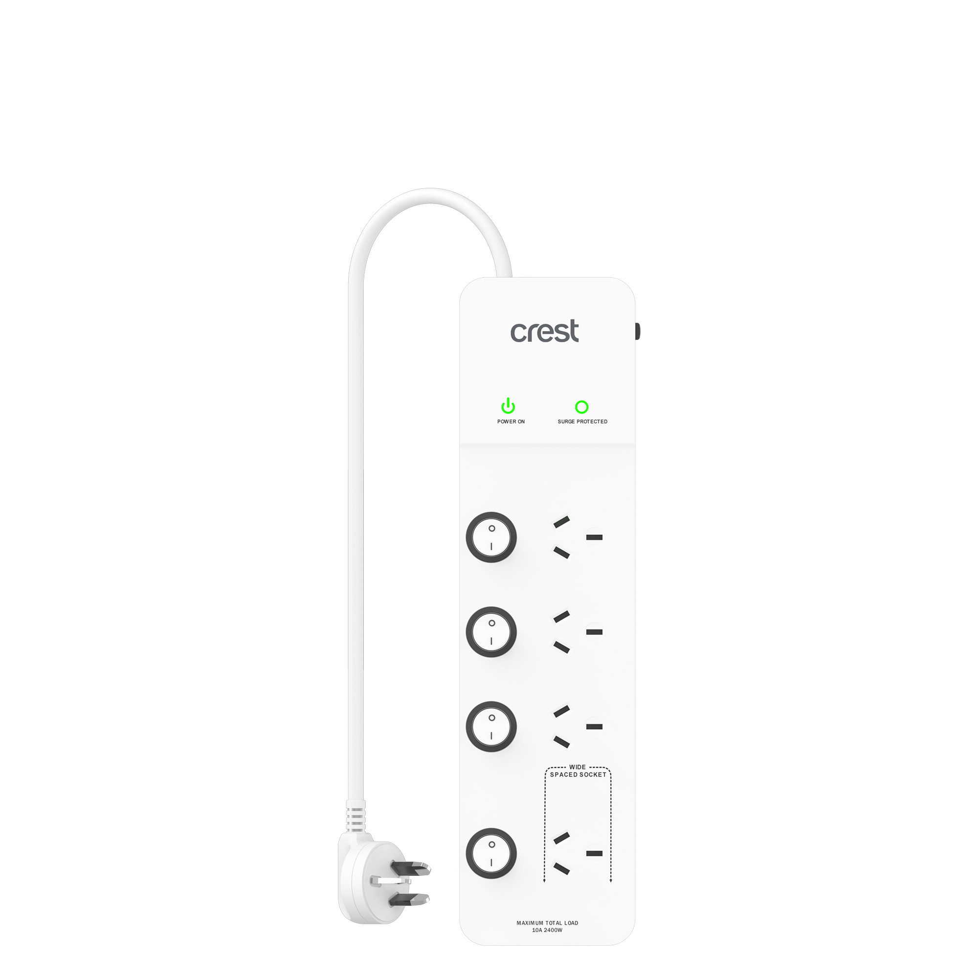 Power Board 4 Sockets with 4 Switches & Surge Protection