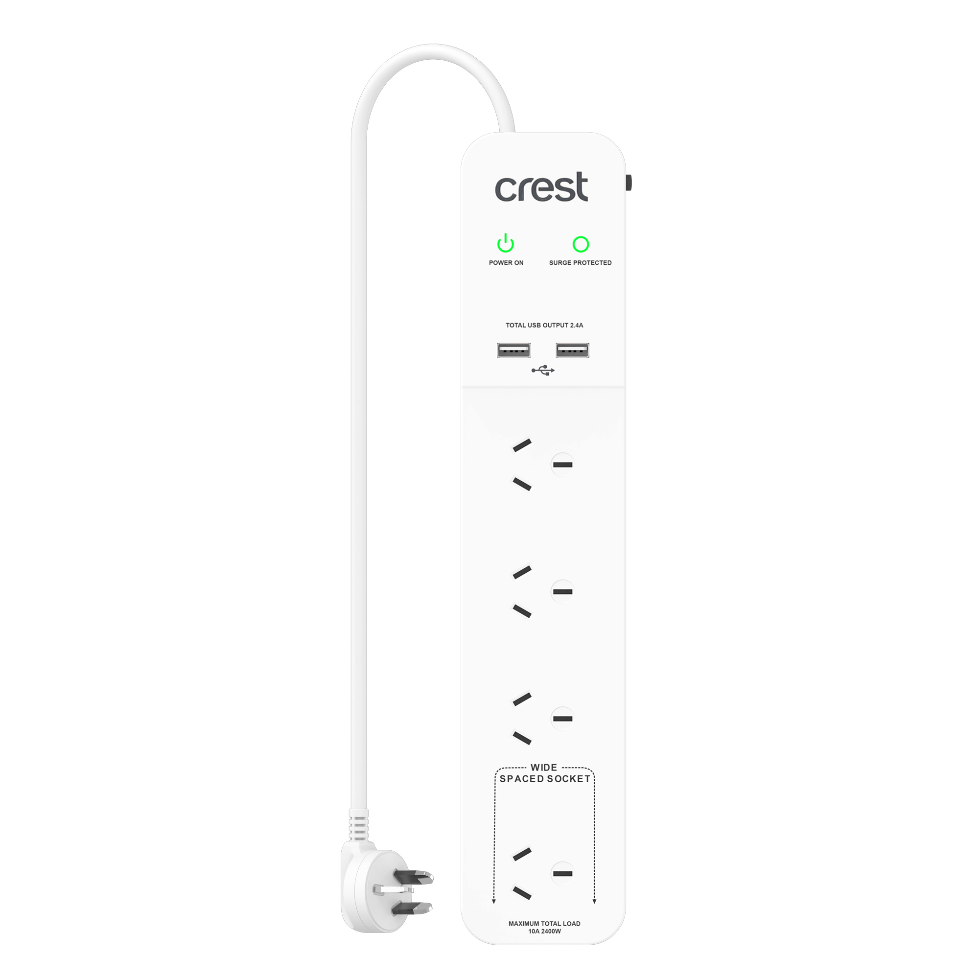 Power Board 4 Sockets with 2 USB Ports & Surge Protection