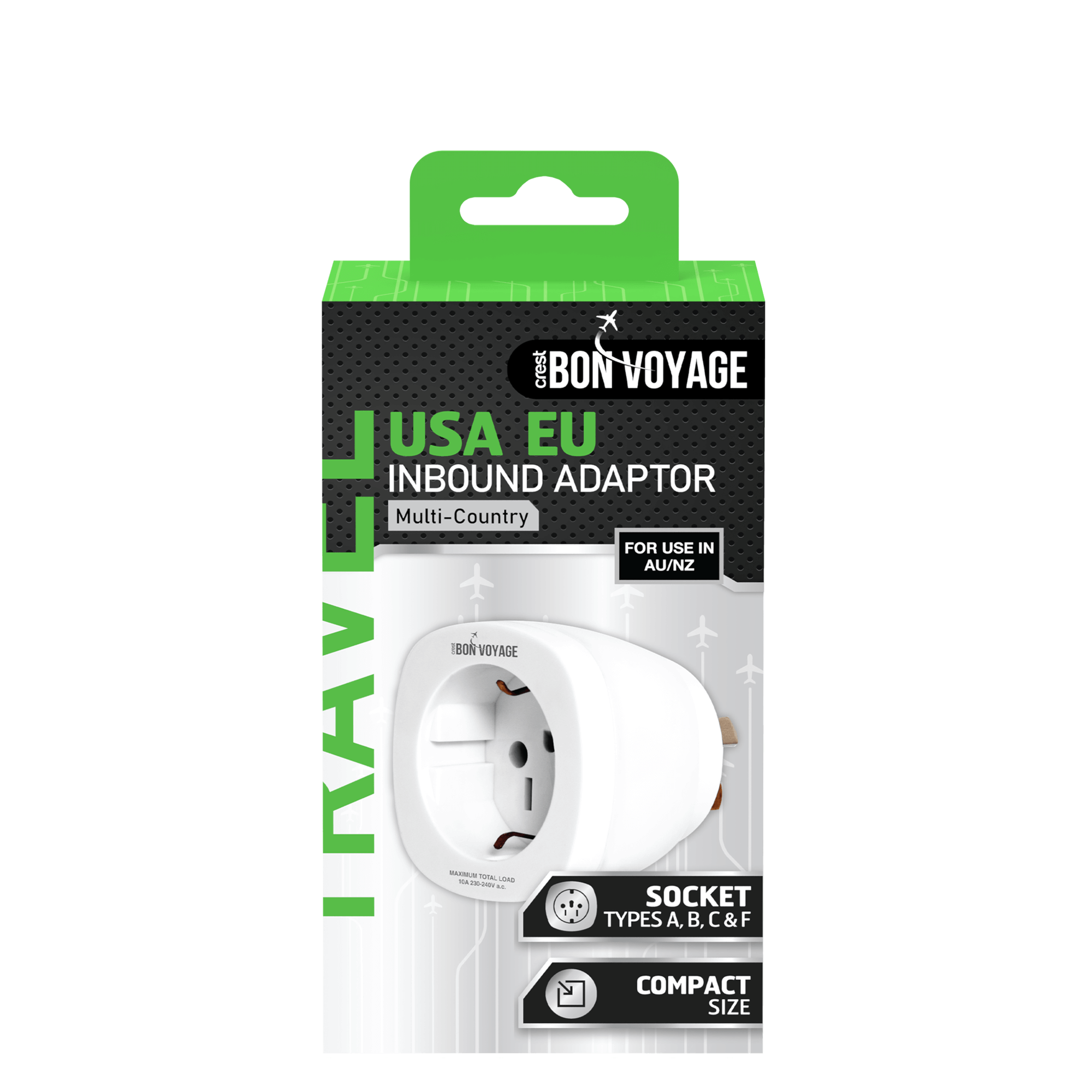 Bon Voyage USA EU Inbound Travel Adaptor
