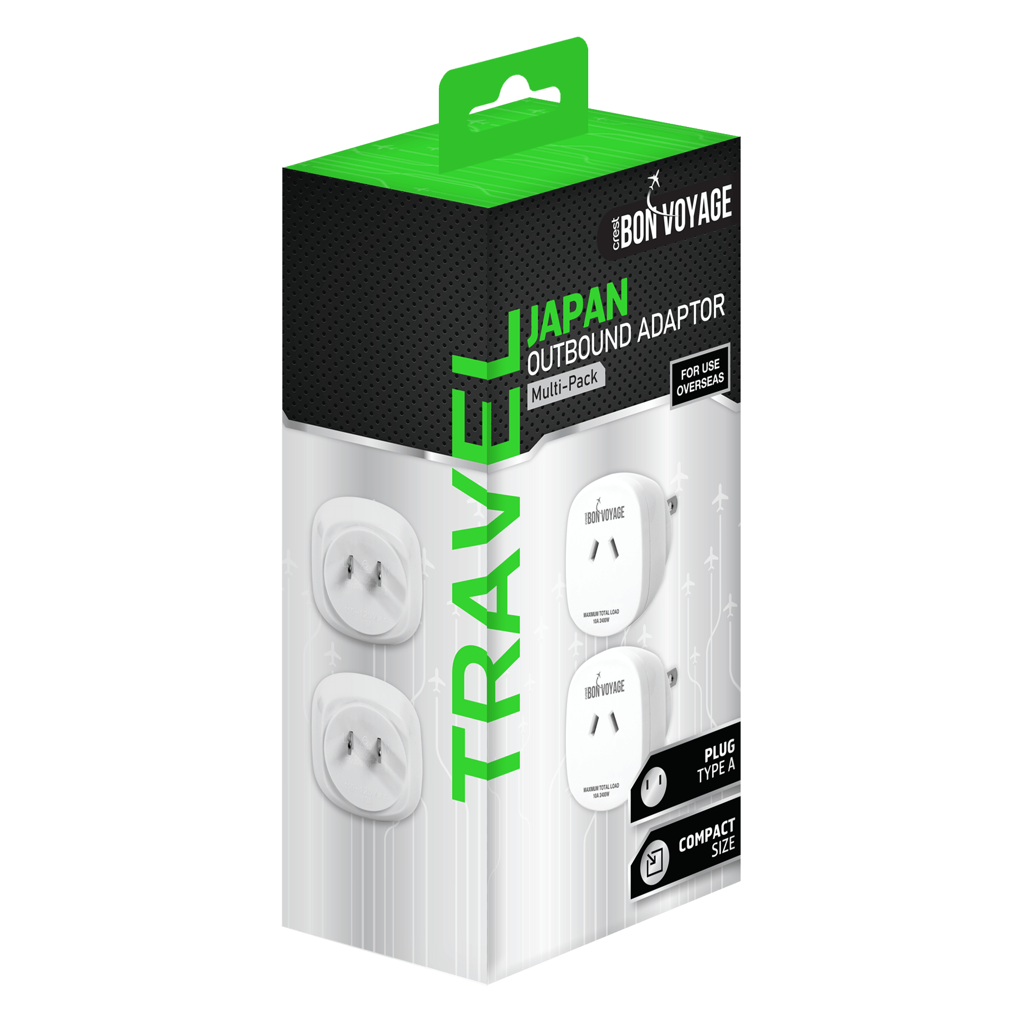 Bon Voyage JAPAN Twin Pack Outbound Travel Adaptors