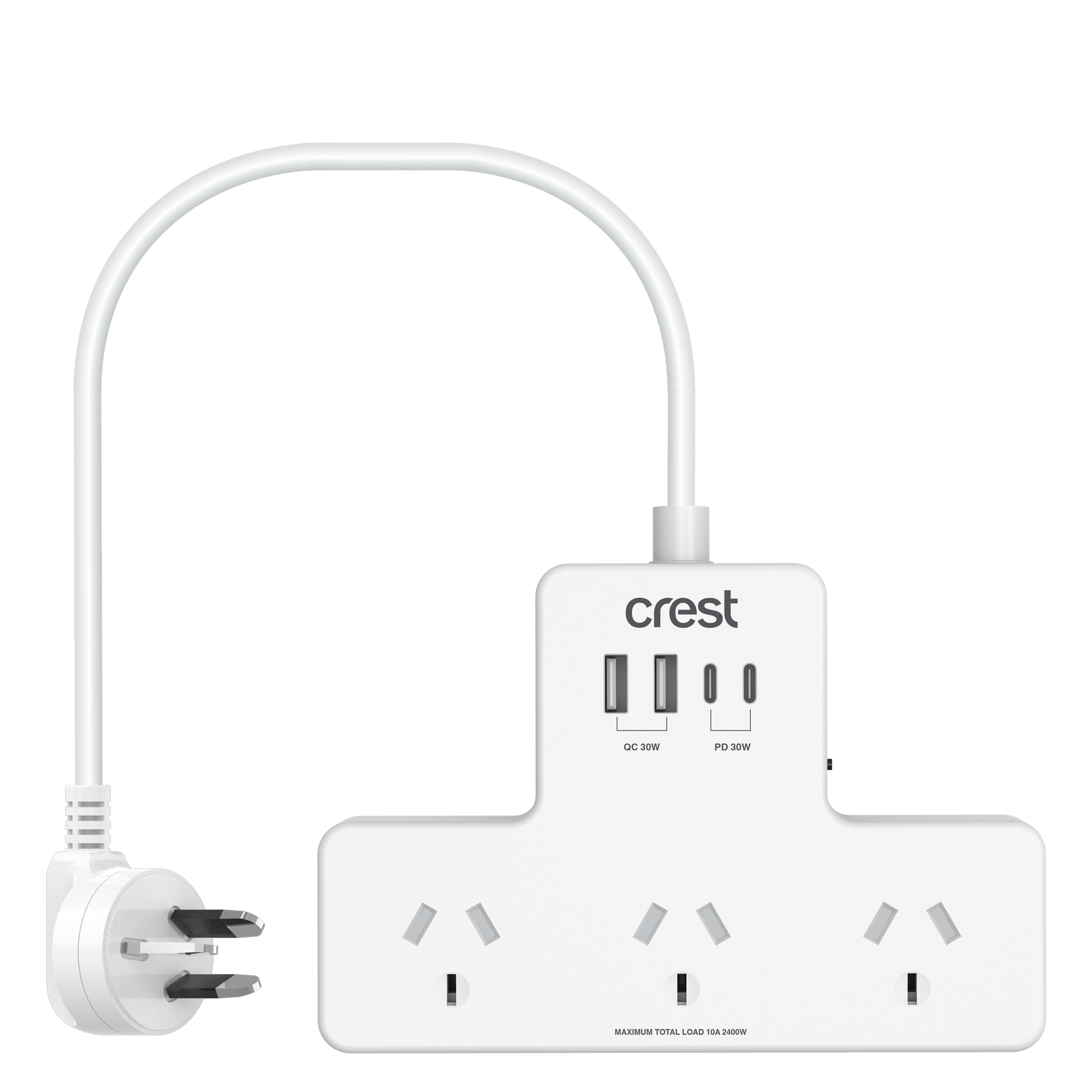 PD 30W Power Hub 3 Sockets with 4 USB Ports & Surge Protection