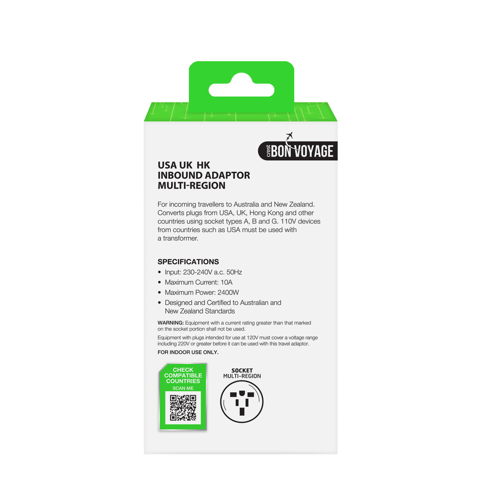 Bon Voyage USA UK HK Inbound Adaptor