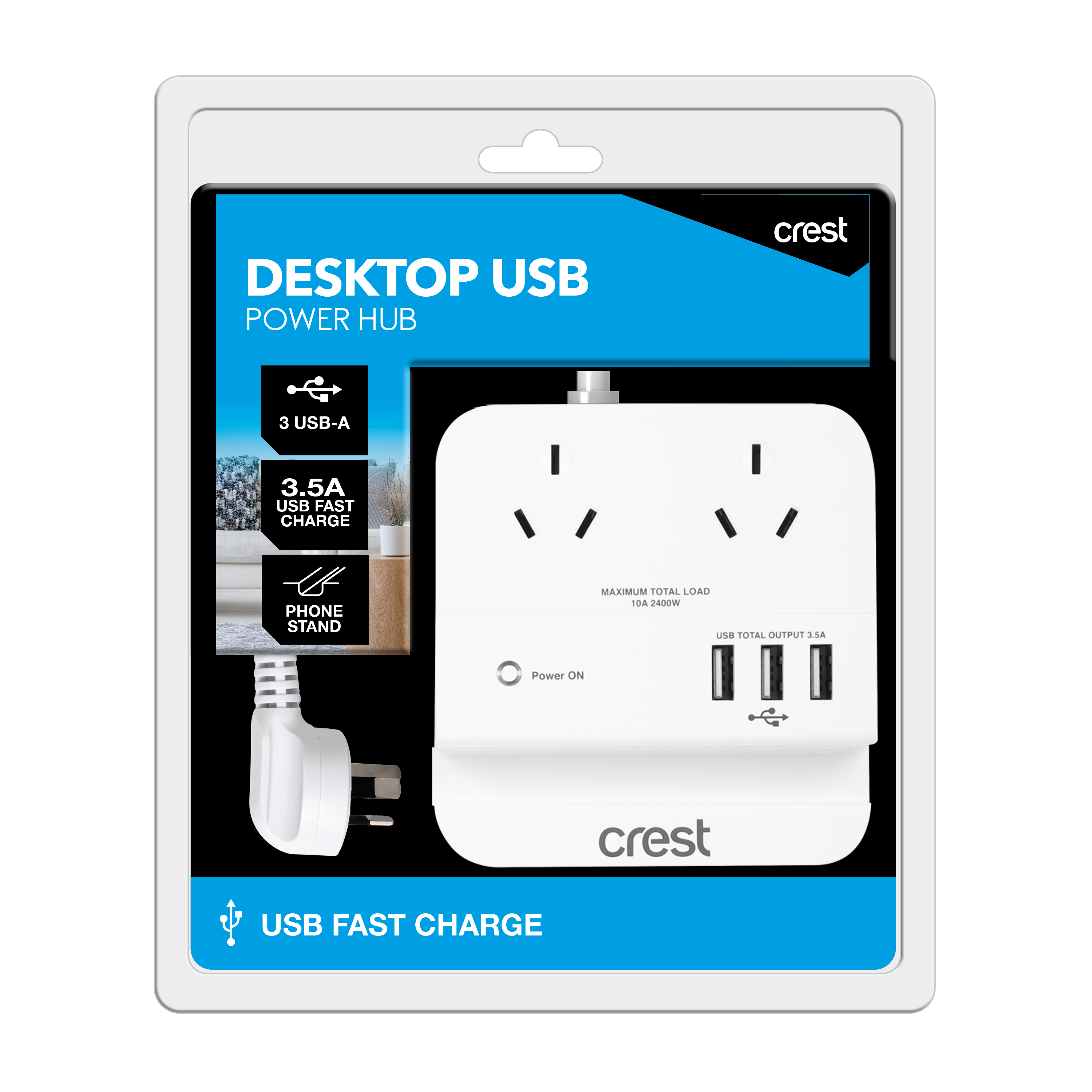 Power Hub 2 Sockets with 3 USB Outlets