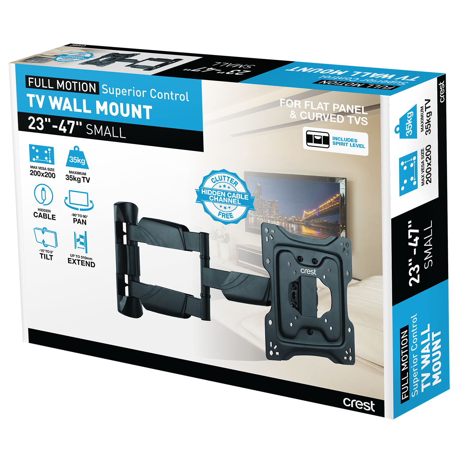 Full Motion TV Wall Mount Superior Control - 23" - 47"