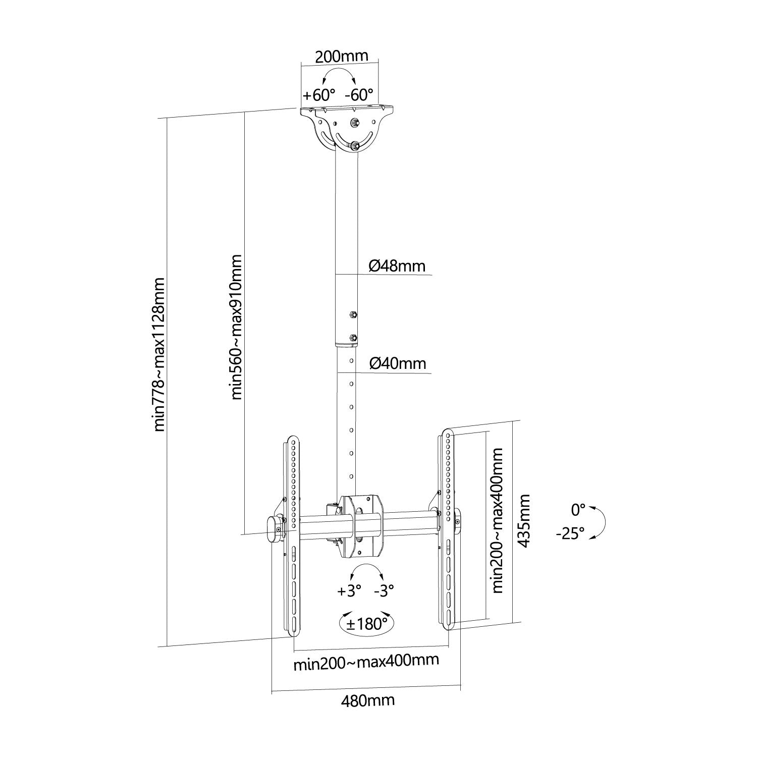 Full Motion TV Ceiling Mount