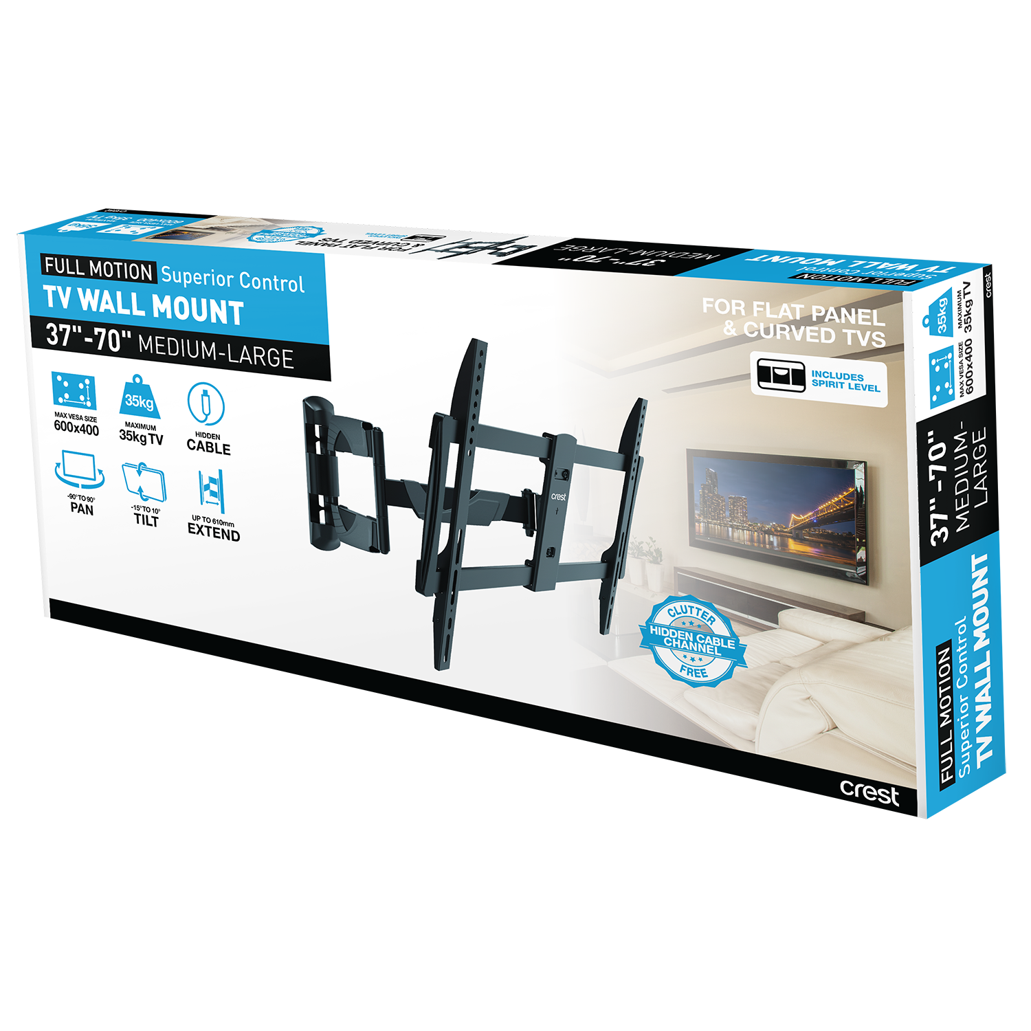 Full Motion TV Wall Mount Superior Control - 37" - 70"