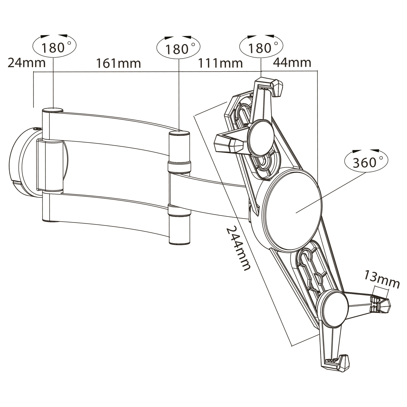 Full Motion Tablet Wall Mount - 7" - 10.4"