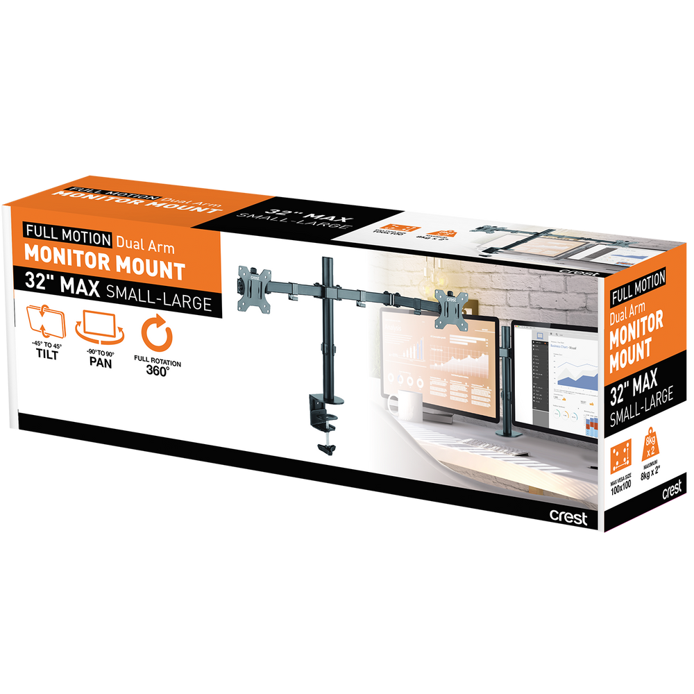 Dual Arm Monitor Desk Mount 13" 32"