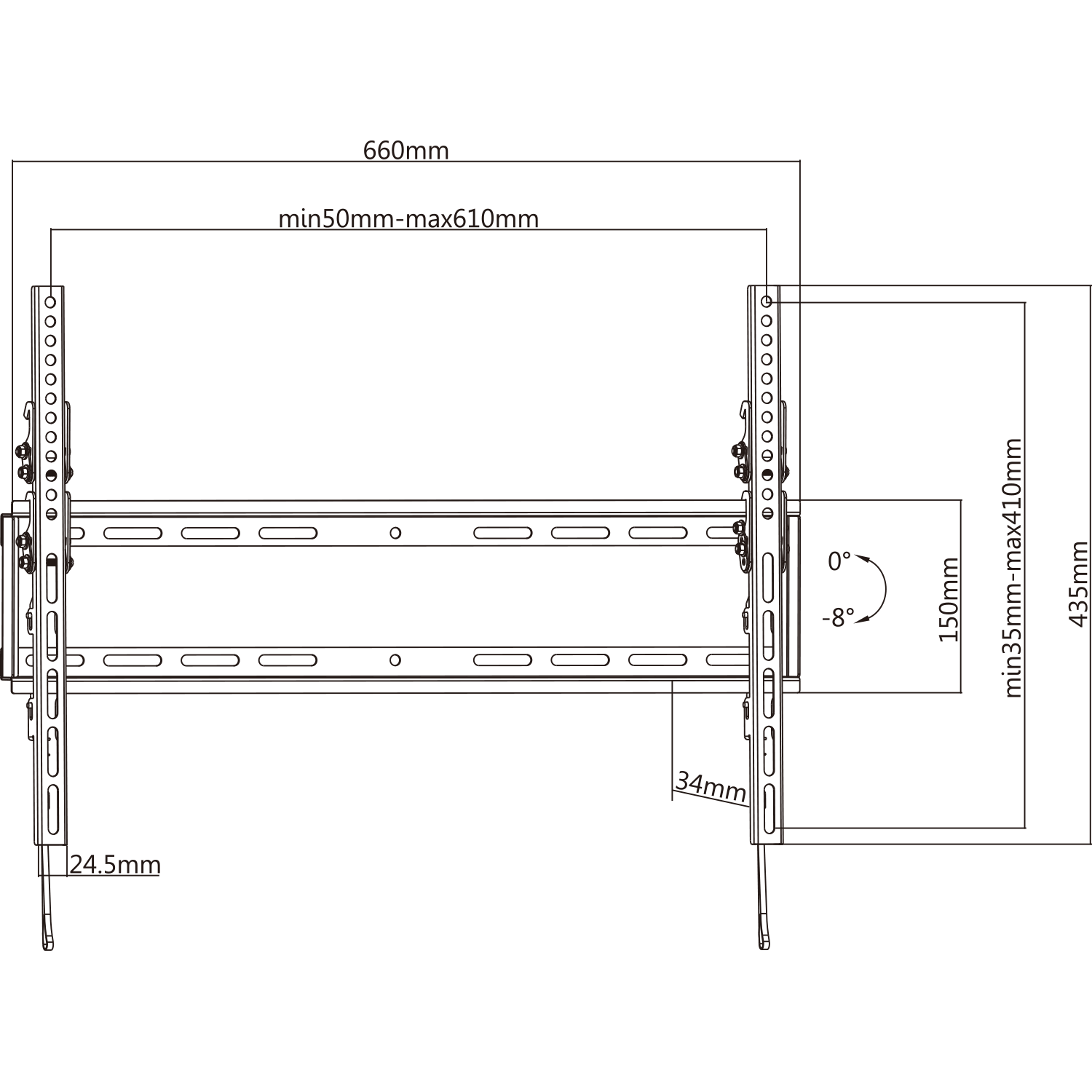 Tilt TV Wall Mount Variable Height - 37" - 85"