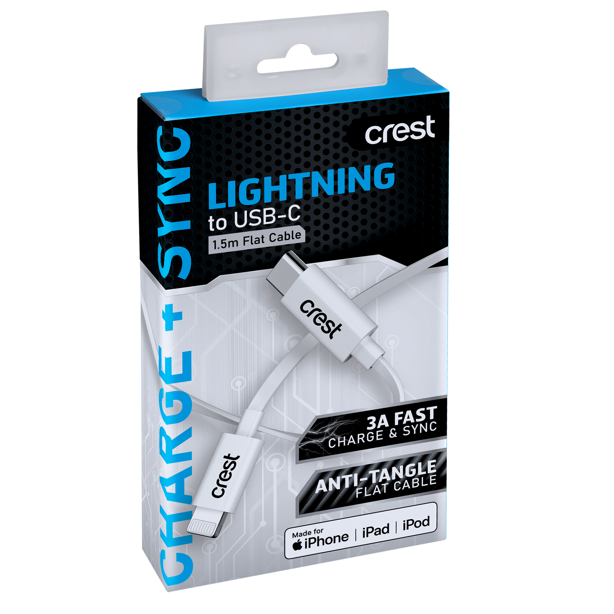 Lightning to USB-C Flat Cable 1.5M - White