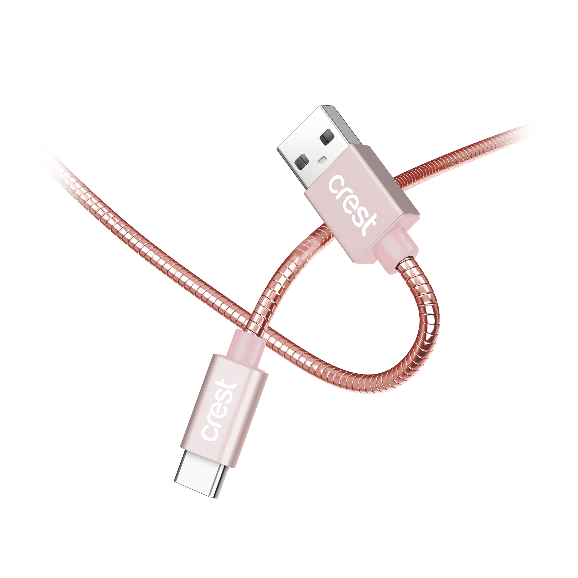 USB-C to USB-A Steel Cable 1.5M - Rose Gold