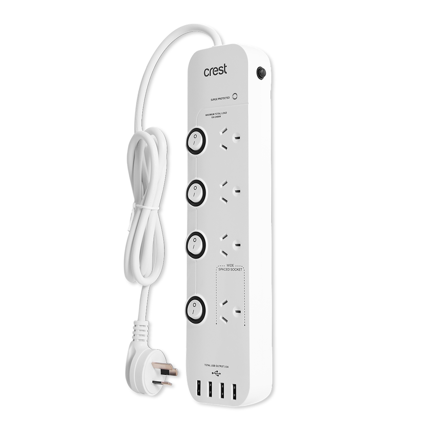Power Board 4 Sockets with USB Charging