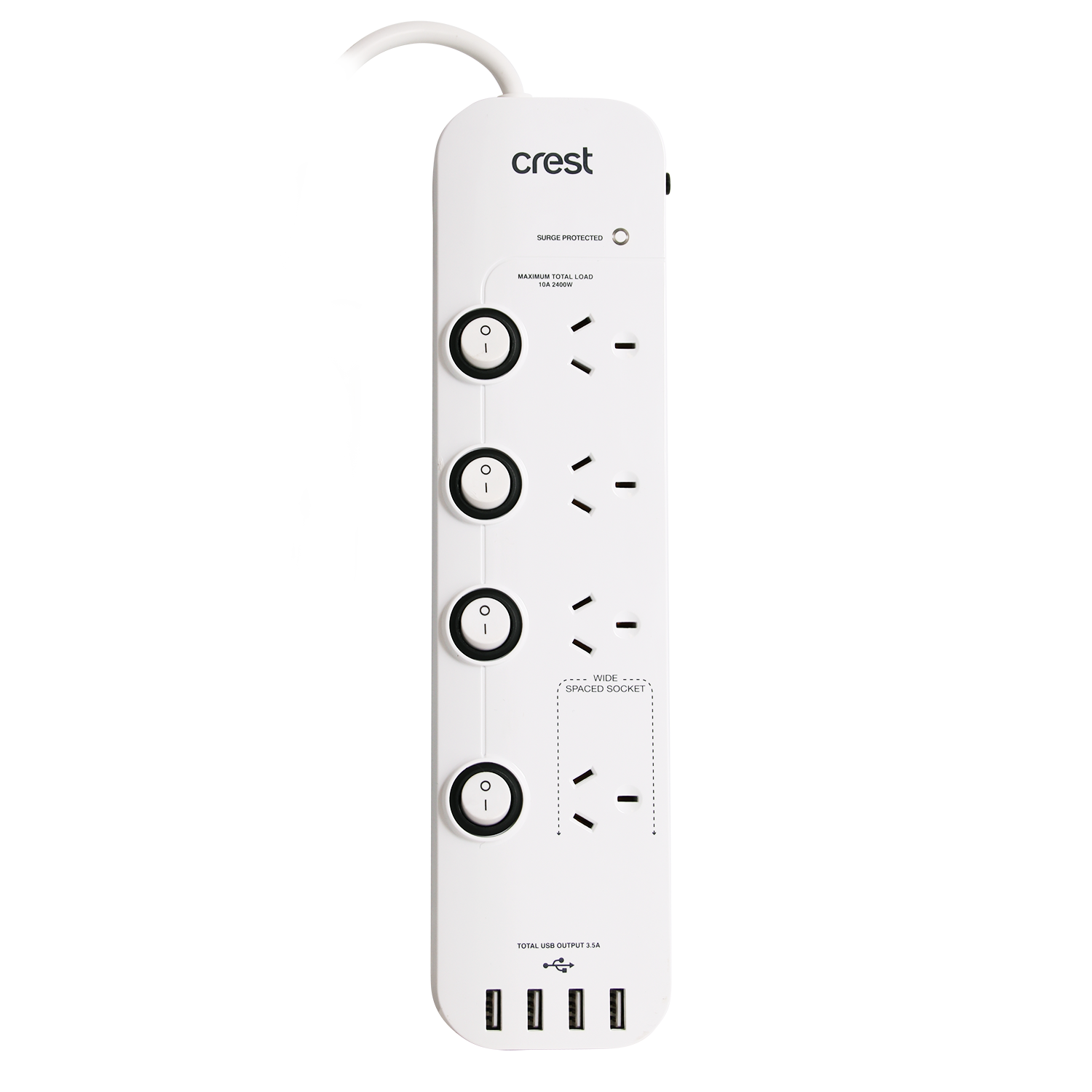 Power Board 4 Sockets with USB Charging