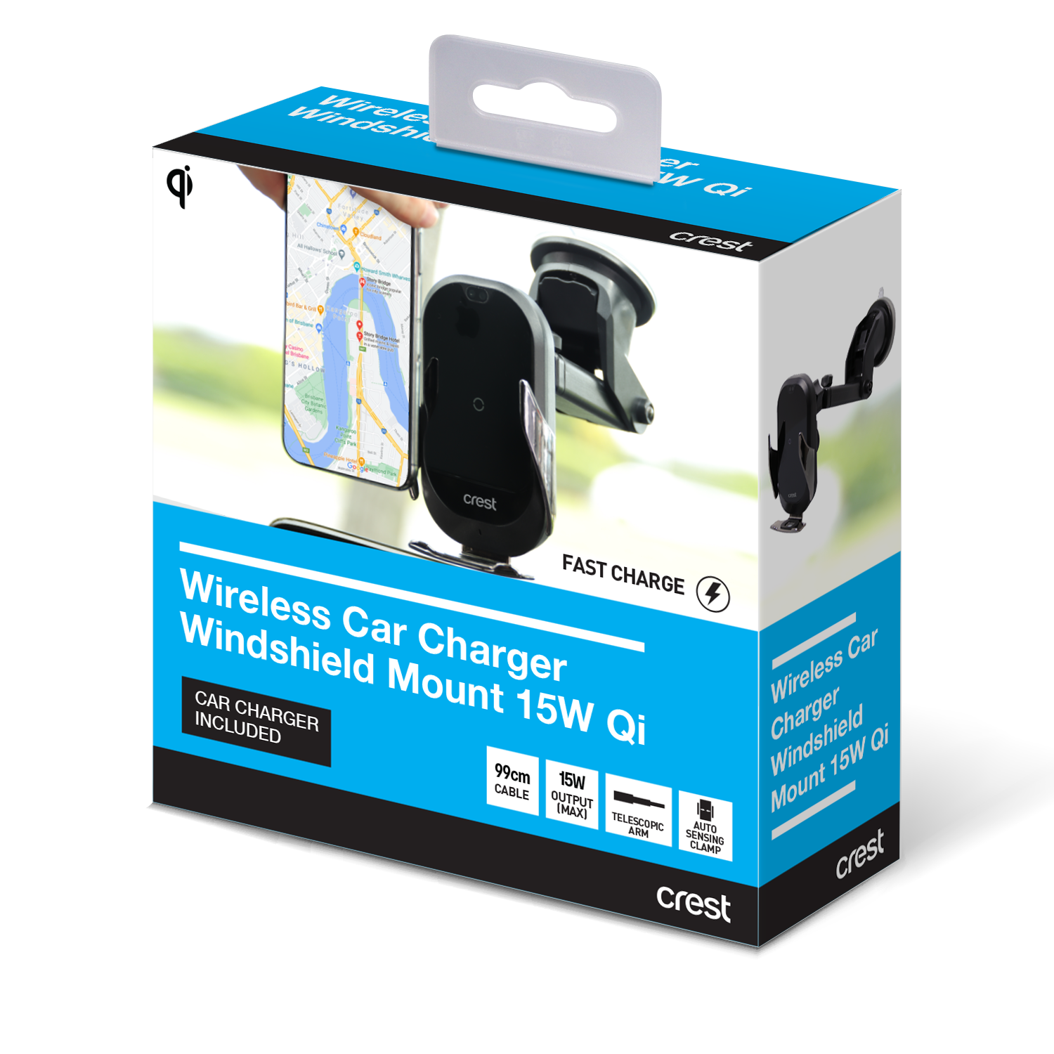 Wireless 15W Phone Charger - Windshield Mount