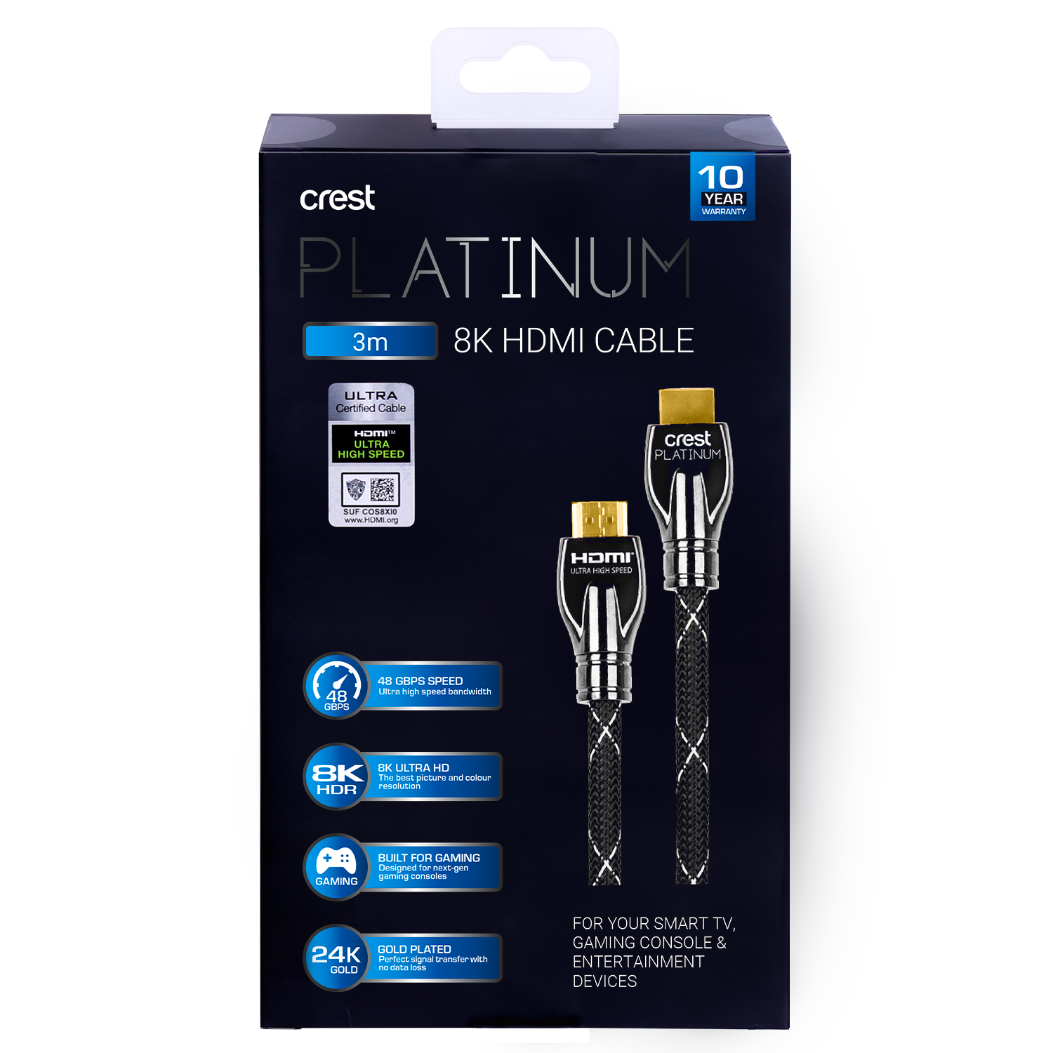 Platinum 8K HDMI Cable With Ethernet 48Gbps 3M