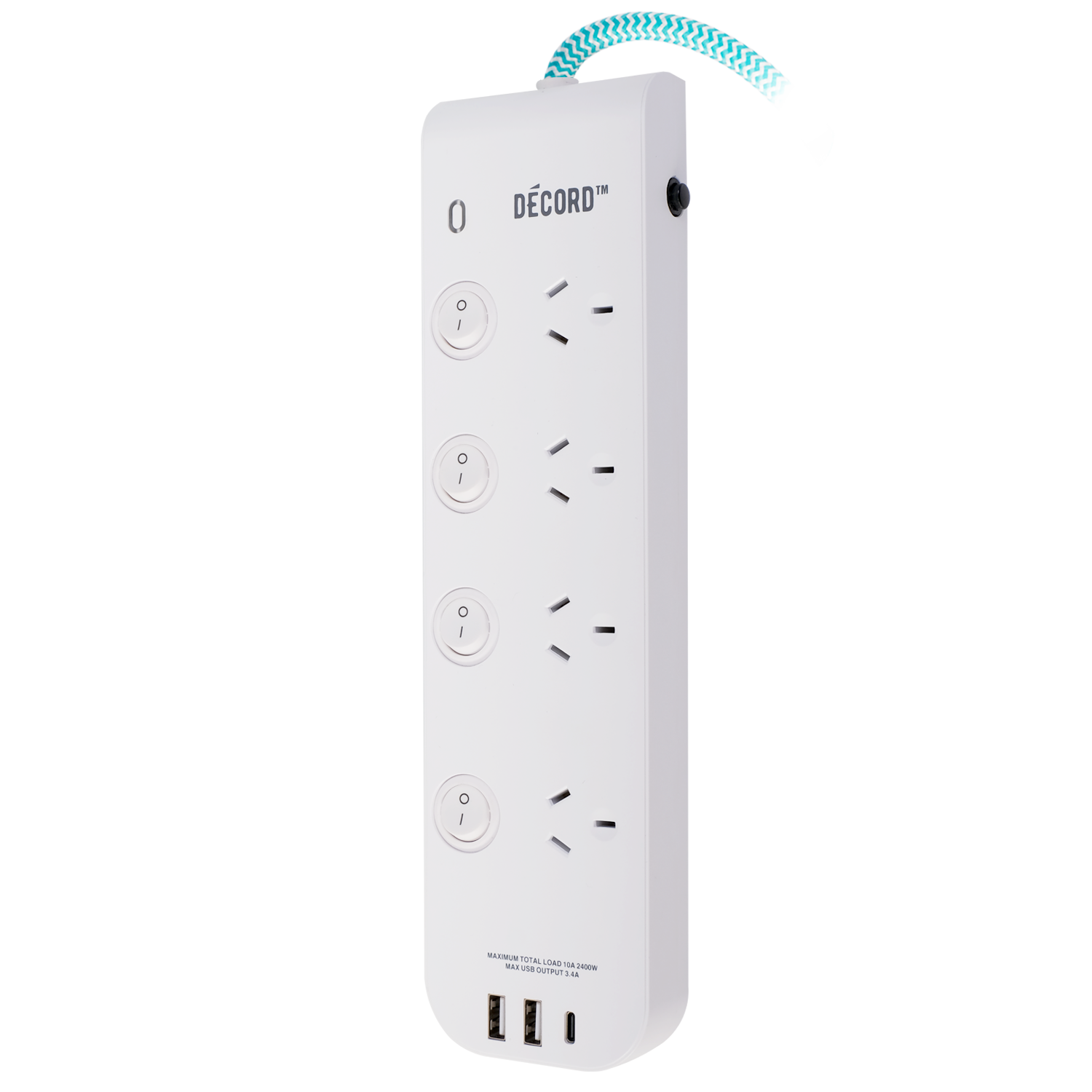 Décord Multi-Use Power Board 4 Sockets with USB Charging