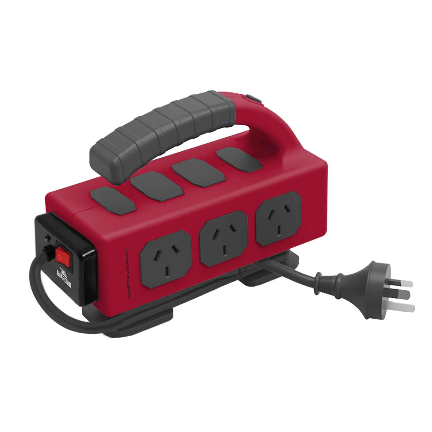 Tool Guardian 5 Socket Power Board with Worklight and USB Charging - Red