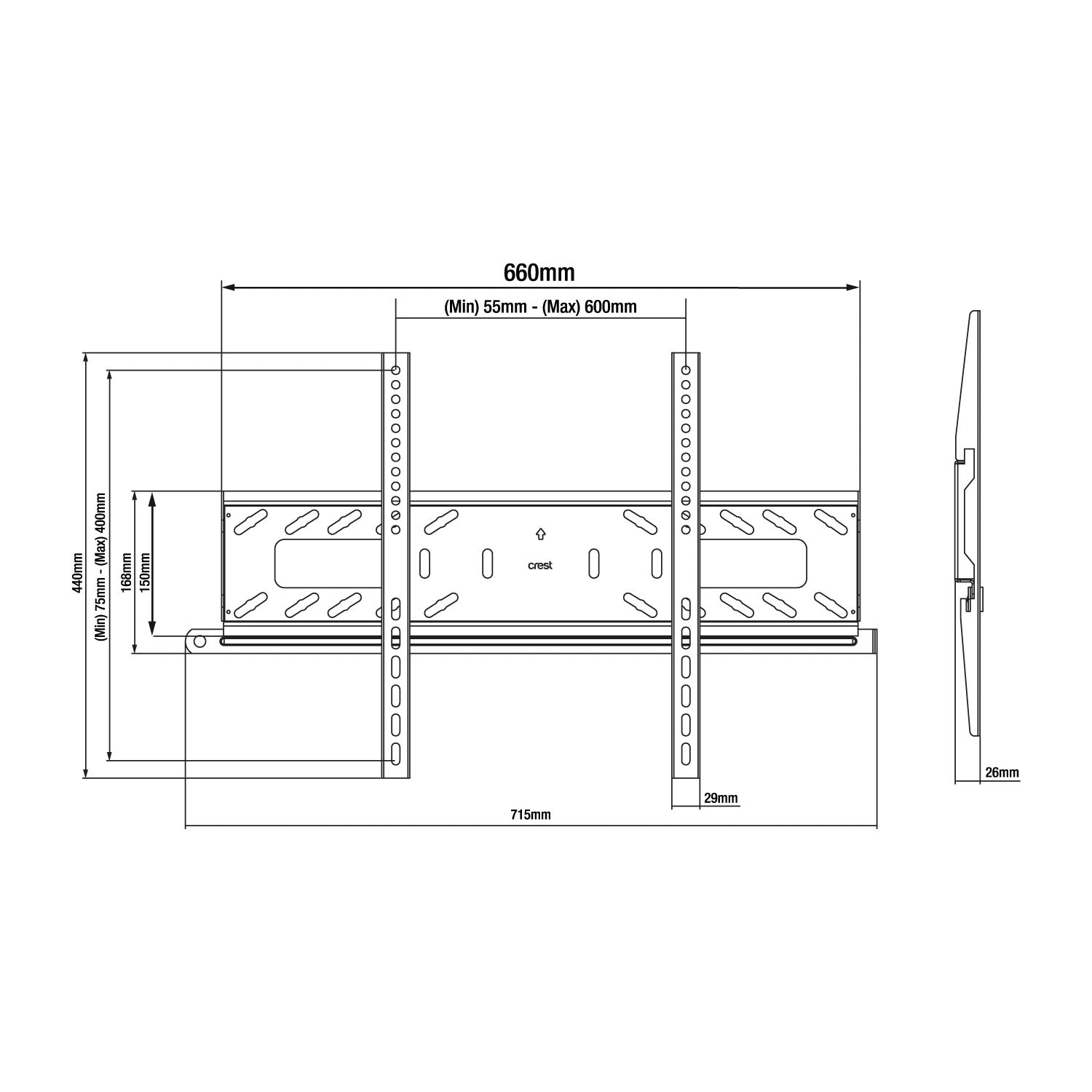 Lockable Fixed TV Wall Mount - 37" - 90"