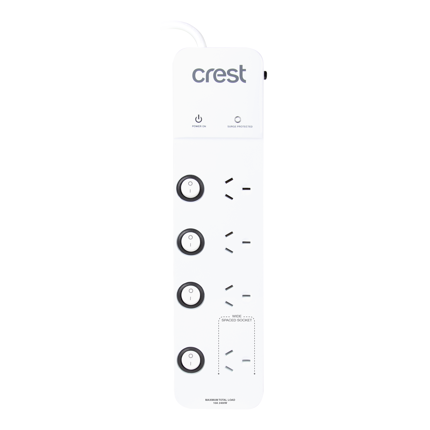 Power Board 4 Sockets with 4 Switches & Surge Protection