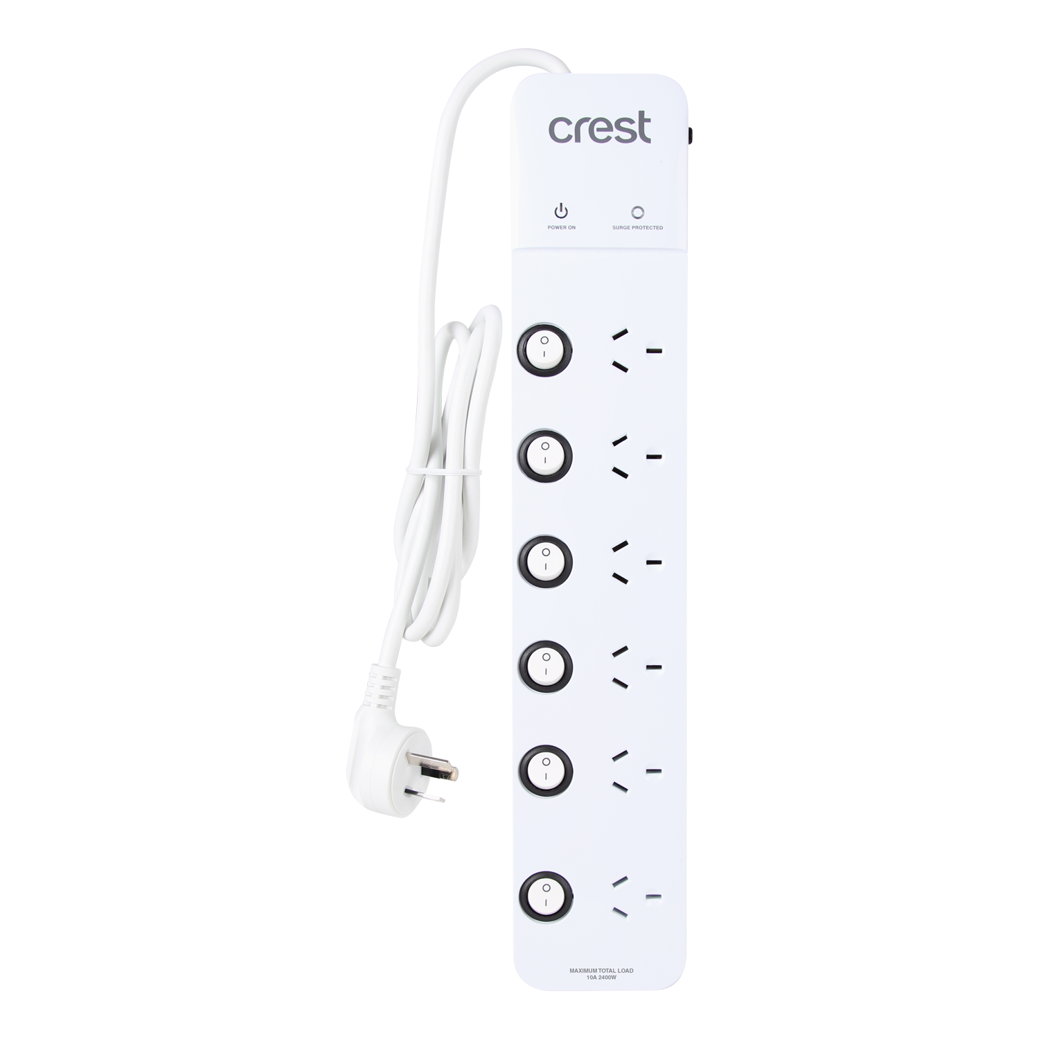 Power Board 6 Sockets with 6 Switches & Surge Protection