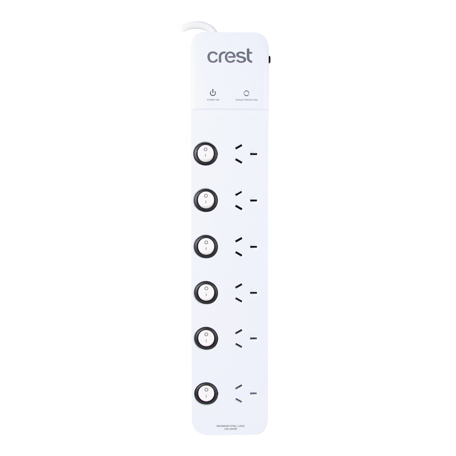 Power Board 6 Sockets with 6 Switches & Surge Protection