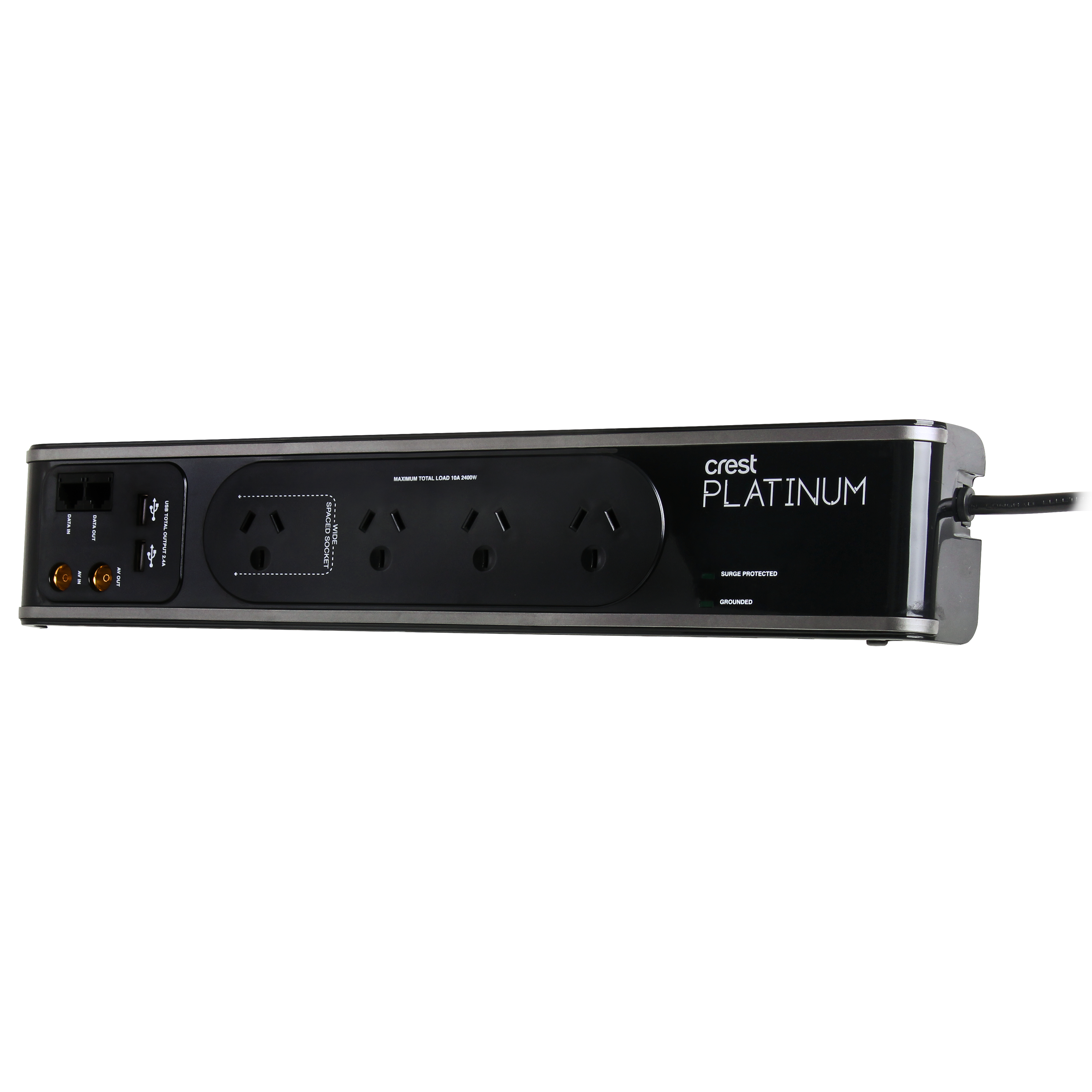 Platinum Power Board 4 Socket 2 USB Surge Coax & Data