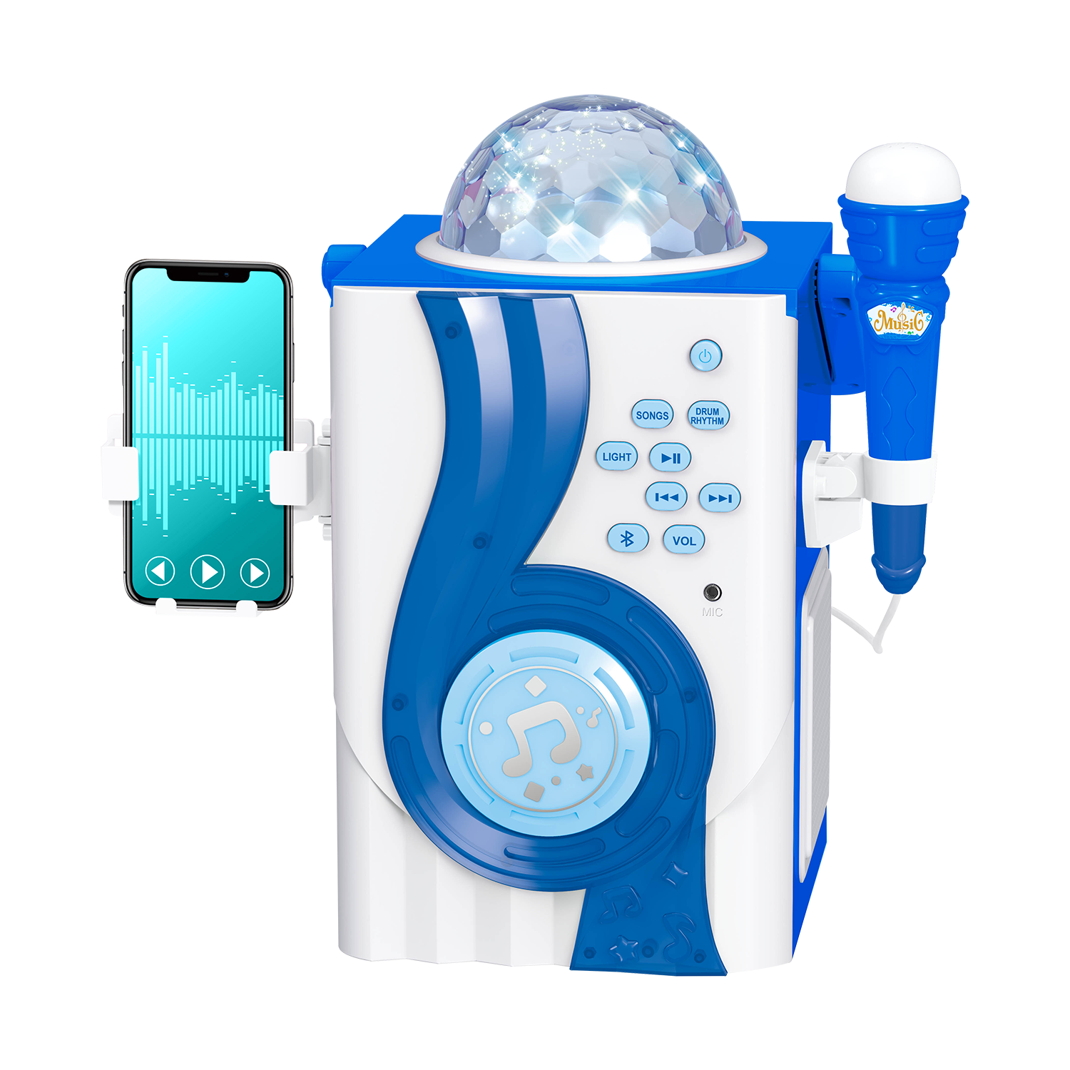 TechXtras Bluetooth Portable Karaoke With Disco Lights Blue