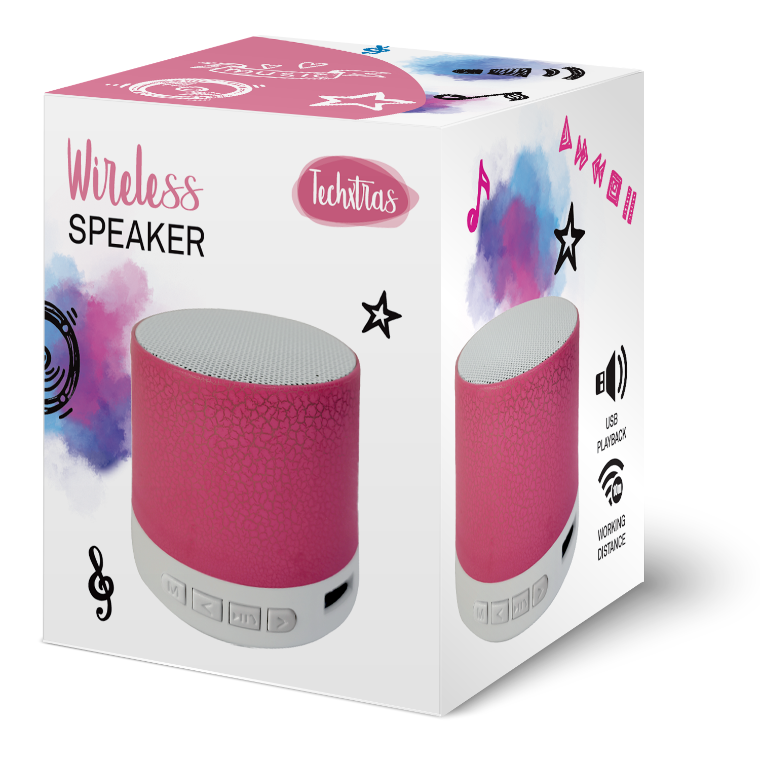 TechXtras Wireless Speaker - Pink