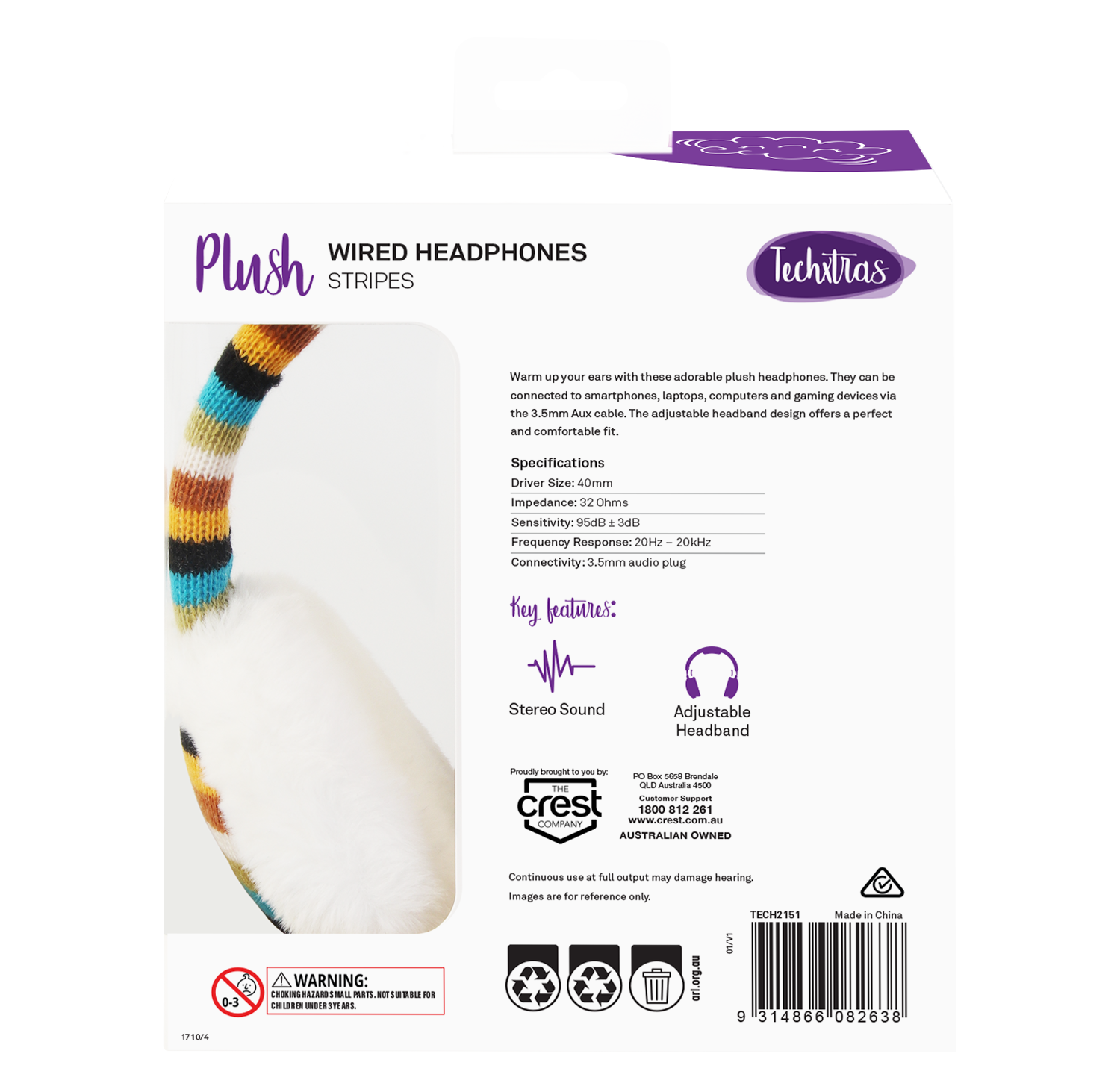 TechXtras Wired Headphone - Stripes